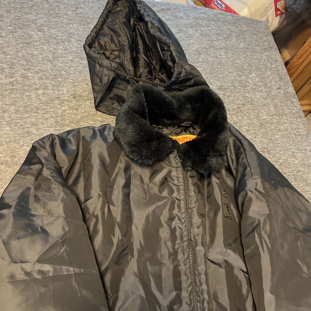 Spartan Uniform‎ Security Parka 568MBK Black Lined Collar Zip Hood Size XXL 2XL